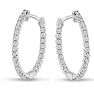 Estate Jewelry 3ct Endless Created Diamond Hoop Earrings In Sterling Silver, 1 Inch Image-4