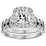Moissanite Engagement Ring; 2 1/2 Carat Cushion Cut Moissanite Bridal Set In 14 Karat White Gold Image-1