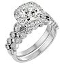 Moissanite Engagement Ring; 2 1/2 Carat Cushion Cut Moissanite Bridal Set In 14 Karat White Gold Image-2