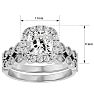 Moissanite Engagement Ring; 2 1/2 Carat Cushion Cut Moissanite Bridal Set In 14 Karat White Gold Image-5