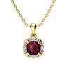 Garnet Necklace: Garnet Jewelry: 2 1/2ct Cushion Cut Garnet and Diamond Necklace In 10K Yellow Gold Image-1