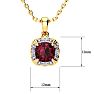Garnet Necklace: Garnet Jewelry: 2 1/2ct Cushion Cut Garnet and Diamond Necklace In 10K Yellow Gold Image-4