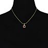 Garnet Necklace: Garnet Jewelry: 2 1/2ct Cushion Cut Garnet and Diamond Necklace In 10K Yellow Gold Image-5