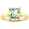 2ct Cushion Cut Green Amethyst and Diamond Ring in 10K Yellow Gold Image-1