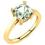 2ct Cushion Cut Green Amethyst and Diamond Ring in 10K Yellow Gold Image-2