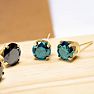 1 1/2 Carat Blue Diamond Stud Earrings, 14 Karat Yellow Gold Image-6