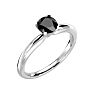 1 Carat Black Diamond Solitaire Engagement Ring In 14 Karat White Gold Image-2
