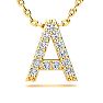 Letter A Diamond Initial Necklace In 14K Yellow Gold With 13 Diamonds Image-1