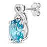 Estate Jewelry Oval Shape Blue Gemstone Earrings In Sterling Silver Image-3