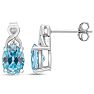 Estate Jewelry Oval Shape Blue Gemstone Earrings In Sterling Silver Image-4
