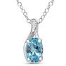 Estate Jewelry Oval Shape Blue Gemstone Necklace In Sterling Silver Image-1