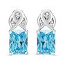 Estate Jewelry Emerald Shape Blue Gemstone Earrings In Sterling Silver Image-2