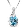 Estate Jewelry Oval Shape Blue Gemstone Necklace In Sterling Silver Image-1