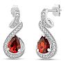 Estate Jewelry Pear Shape Garnet-Red Gemstone Earrings In Sterling Silver Image-1