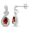 Estate Jewelry Pear Shape Garnet-Red Gemstone Earrings In Sterling Silver Image-4