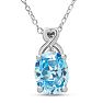 Estate Jewelry Oval Shape Blue Gemstone Necklace In Sterling Silver Image-1