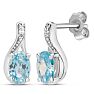 Estate Jewelry Oval Shape Blue Gemstone Earrings In Sterling Silver Image-1