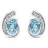 Estate Jewelry Oval Shape Blue Gemstone Earrings In Sterling Silver Image-2