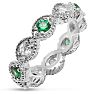 Estate Jewelry Green & White Zirconia 10-Stone Eternity Scalloped Ring, Size 6. Image-2
