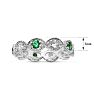 Estate Jewelry Green & White Zirconia 10-Stone Eternity Scalloped Ring, Size 6. Image-3