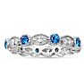 Estate Jewelry Blue & White Zirconia 10-Stone Eternity Scalloped Ring, Size 6. Image-1