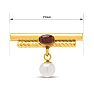 Estate Jewelry Antique Garnet and Pearl Petite Brooch Pin In 14 Karat Yellow Gold Image-3