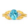 Estate Jewelry Oval Shape Blue Topaz Ring In 14 Karat Yellow Gold, Size 6.5 Image-1