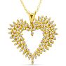 Estate Jewelry 2 Carat Diamond Heart Cluster Necklace In 14 Karat Yellow Gold Image-1