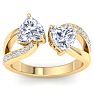 4 1/4 Carat Lab Grown Diamond Two Stone Engagement Ring In 14 Karat Yellow Gold, Heart Image-1
