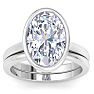 5 Carat Oval Shape Lab Grown Diamond Ring With Matching Band In Platinum, Solitaire Bezel Setting Image-1