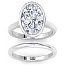 5 Carat Oval Shape Lab Grown Diamond Ring With Matching Band In Platinum, Solitaire Bezel Setting Image-3