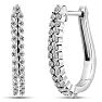 Estate Jewelry Double Row 1/2 Carat Diamond Hoop Earrings In White Gold Image-1