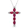Estate Jewelry Diamond & Ruby Cross Necklace In 14 Karat White Gold, 18 Inches Image-1