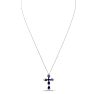 Estate Jewelry Diamond & Sapphire Cross Necklace In 14 Karat White Gold, 18 Inches Image-2