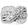Estate Jewelry 3 Carat Diamond Ribbon Bypass Cluster Ring In 14 Karat White Gold, Size 7 Image-1