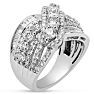 Estate Jewelry 3 Carat Diamond Ribbon Bypass Cluster Ring In 14 Karat White Gold, Size 7 Image-2