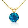 Nearly 1 Carat Round Shape Blue Diamond Solitaire Necklace in Yellow Gold Image-1