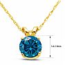Nearly 1 Carat Round Shape Blue Diamond Solitaire Necklace in Yellow Gold Image-4