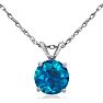1 Carat Round Shape Blue Diamond Solitaire Necklace in White Gold Image-1