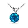 1 Carat Round Shape Blue Diamond Solitaire Necklace in White Gold Image-2