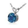 1 Carat Round Shape Blue Diamond Solitaire Necklace in White Gold Image-3