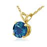1 Carat Round Shape Blue Diamond Solitaire Necklace in Yellow Gold Image-3