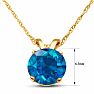 1 Carat Round Shape Blue Diamond Solitaire Necklace in Yellow Gold Image-4