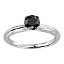 Estate Jewelry 1 Carat Black Diamond Solitaire Engagement Ring In Sterling Silver, Size 5 Image-1