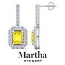 Martha Stewart 6 Carat Emerald Cut Fancy Yellow Lab Grown Diamond Drop Earrings In 14 Karat White Gold Image-1