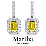 Martha Stewart 6 Carat Emerald Cut Fancy Yellow Lab Grown Diamond Drop Earrings In 14 Karat White Gold Image-5