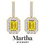 Martha Stewart 6 Carat Emerald Cut Fancy Yellow Lab Grown Diamond Drop Earrings In 14 Karat Yellow Gold Image-5