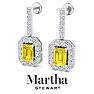 Martha Stewart 6 Carat Emerald Cut Fancy Yellow Lab Grown Diamond Drop Earrings In Sterling Silver Image-7