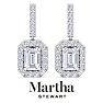 Martha Stewart 8 Carat Emerald Cut Lab Grown Diamond Drop Earrings In Sterling Silver Image-5