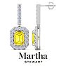 Martha Stewart 8 Carat Emerald Cut Fancy Yellow Lab Grown Diamond Drop Earrings In 14 Karat White Gold Image-1